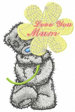 Teddy Bear I love Mum machine embroidery design